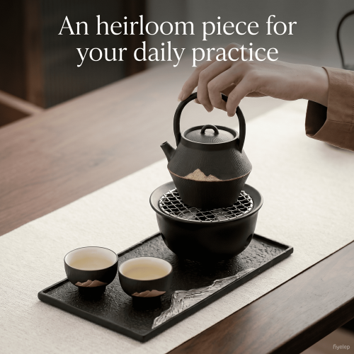 The Azure Mist Artisanal Matte  Teaware Set  Blanc de Chine