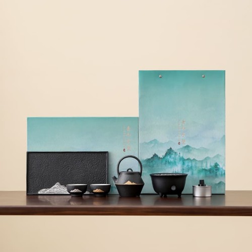The Azure Mist Artisanal Matte  Teaware Set  Blanc de Chine