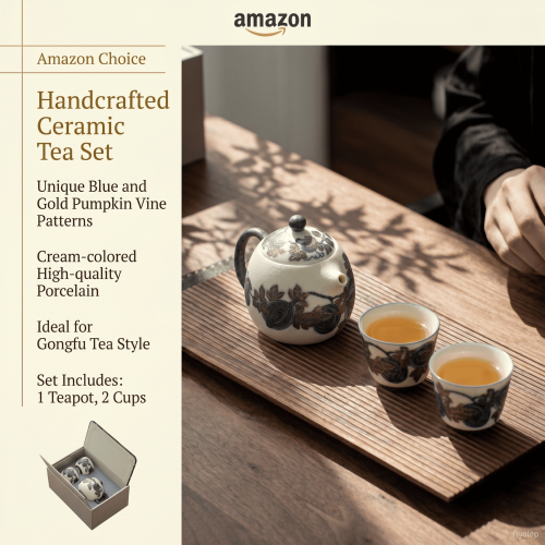 The "Azure Harvest" Hand-Painted Blanc de Chine Tea Set