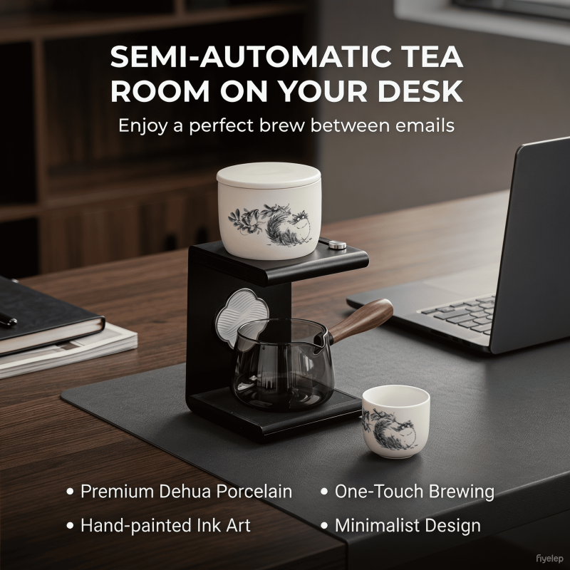 The "Whisker Zen" Semi-Automatic Blanc de Chine Tea Steeper Dehua porcelain 
