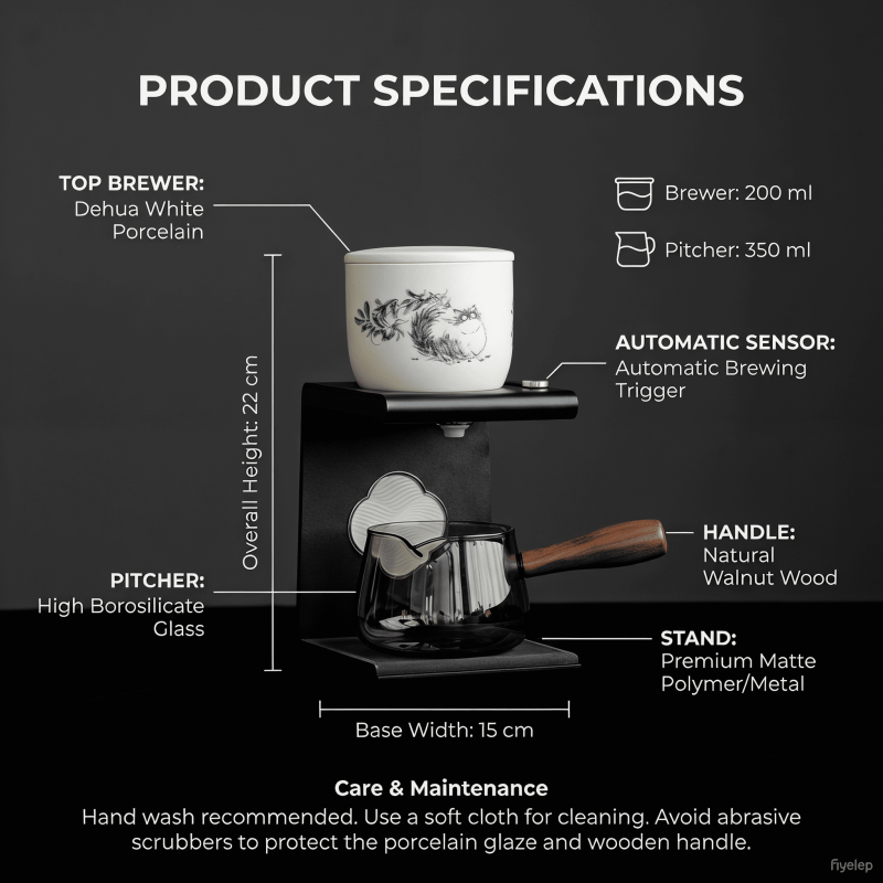 The "Whisker Zen" Semi-Automatic Blanc de Chine Tea Steeper Dehua porcelain 