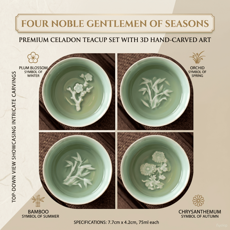 Zen Seasons Hand-Finished Blanc de Chine Tasting Cups 