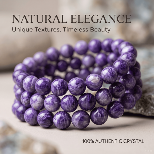 Purple Mist Healing Bracelet  10mm  Natural Crystals  Wearable Talismans 