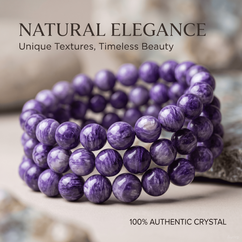 Purple Mist Healing Bracelet  10mm  Natural Crystals  Wearable Talismans 