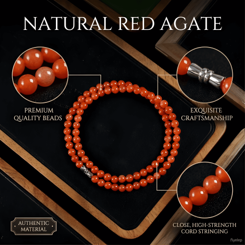Palace Wall Beaded Lotus  necklace 5.6MM Chinese Imperial Red Agate   Wearable Talismans