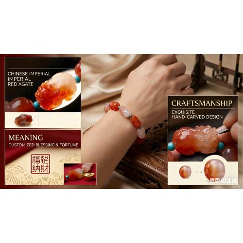 Imperial Red Blessing  Bracelet Chinese Imperial Red Agate   Wearable Talismans