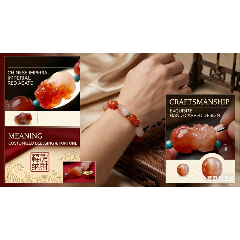 Imperial Red Blessing  Bracelet Chinese Imperial Red Agate   Wearable Talismans 