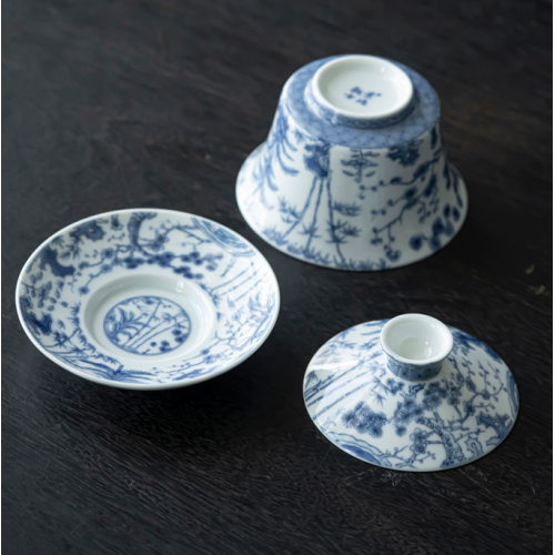 Handcrafted The Blue-Green Prosperous Era Eight-Treasure gaiwan  Dehua porcelain Collection