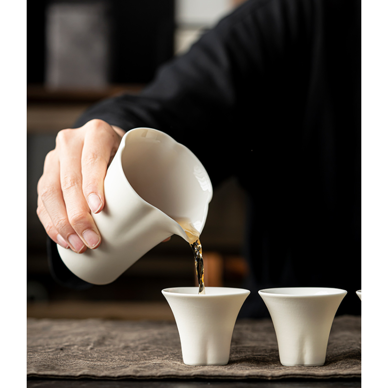 Handmade Creamy gaiwan Set Dehua porcelain Collection   