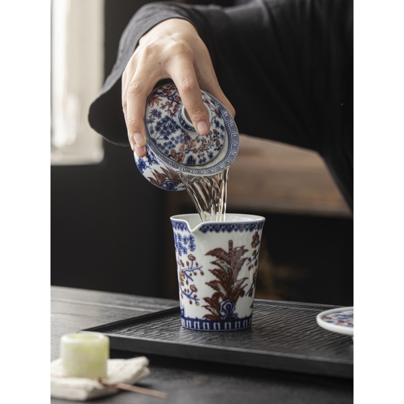 Handcrafted Pine Bamboo and Plum Pattern gaiwan  Dehua porcelain Collection 