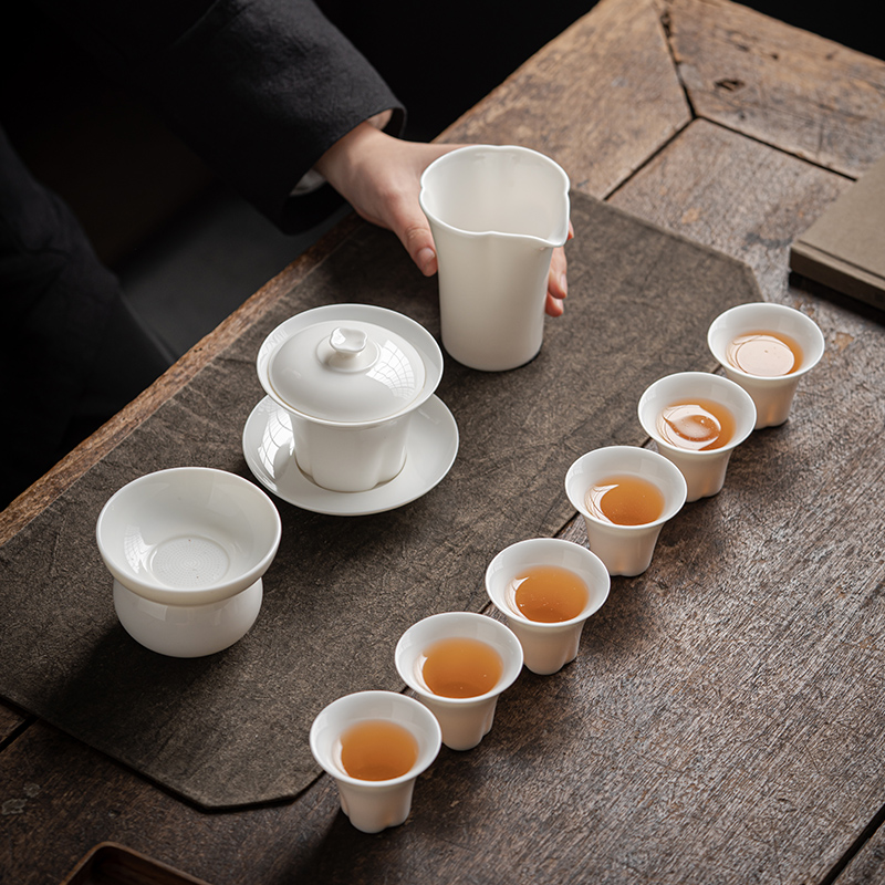 Handcrafted Chinablanc gaiwan Set Dehua porcelain Collection   