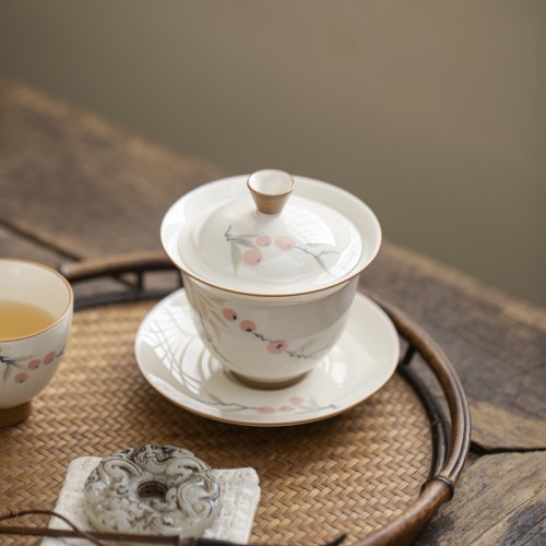 Handcrafted the Glaze Series a symbol of good fortune gaiwan  Dehua porcelain Collection