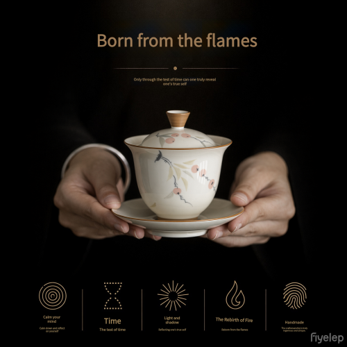 Handcrafted the Glaze Series a symbol of good fortune gaiwan  Dehua porcelain Collection