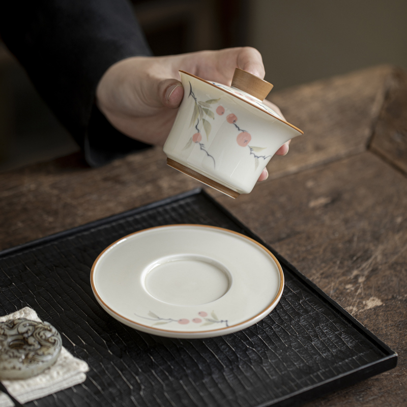 Handcrafted the Glaze Series a symbol  Horse-hoof-shaped gaiwan  Dehua porcelain Collection 