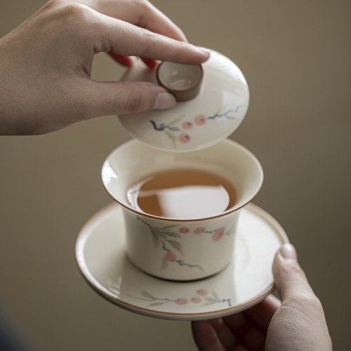 Handcrafted the Glaze Series a symbol  Horse-hoof-shaped gaiwan  Dehua porcelain Collection