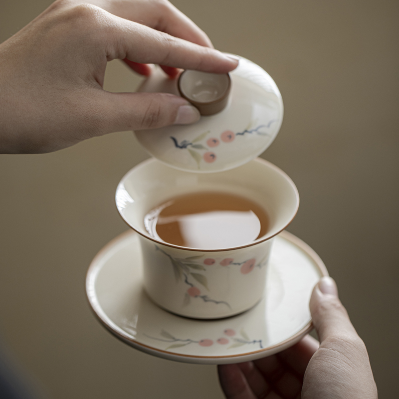 Handcrafted the Glaze Series a symbol  Horse-hoof-shaped gaiwan  Dehua porcelain Collection 