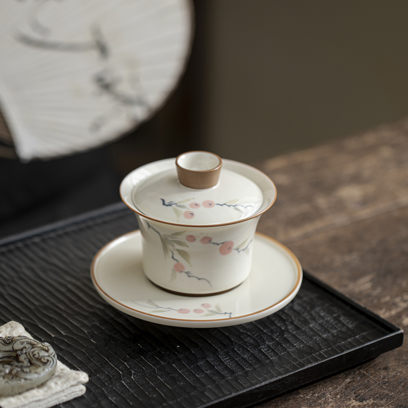 Handcrafted the Glaze Series a symbol  Horse-hoof-shaped gaiwan  Dehua porcelain Collection 