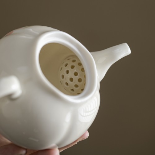Handcrafted the Glaze Series of good fortune nangua  Pearl Teapot Dehua porcelain Collection  