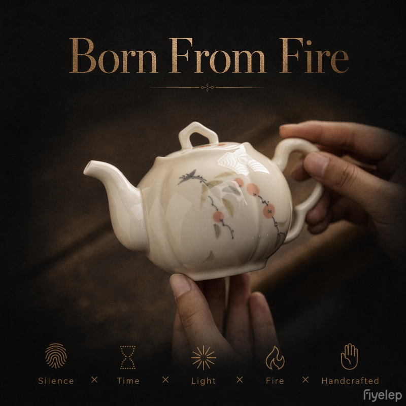 Handcrafted the Glaze Series of good fortune nangua  Pearl Teapot Dehua porcelain Collection  