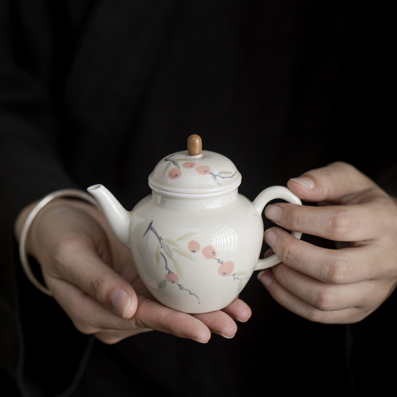 Handcrafted The Grass and Tree Ash Series of good fortune Miaoyun Pearl Teapot Dehua porcelain Collection   