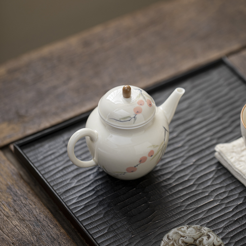 Handcrafted The Grass and Tree Ash Series of good fortune Miaoyun Pearl Teapot Dehua porcelain Collection   