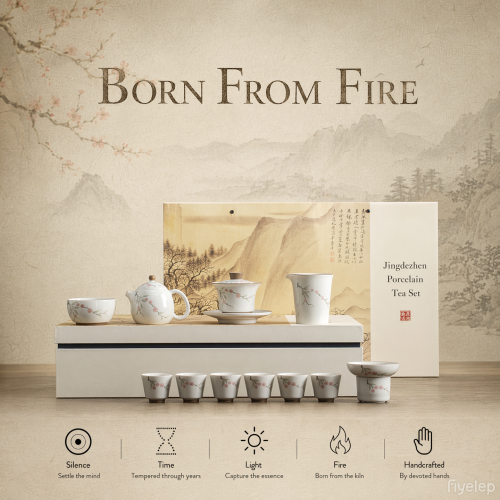 Handcrafted The Grass and Tree Ash Series of good fortune Tea Set Dehua porcelain Collection  