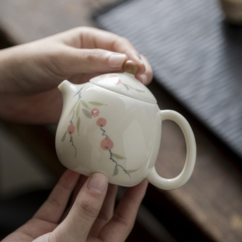 Handcrafted the Glaze Series  of good fortune Dragon Pearl Teapot Dehua porcelain Collection  