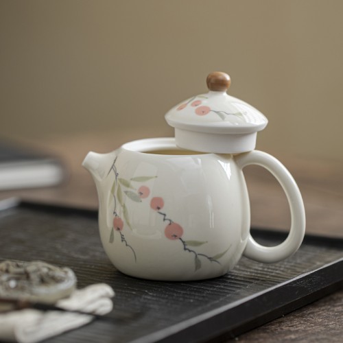 Handcrafted the Glaze Series  of good fortune Dragon Pearl Teapot Dehua porcelain Collection  