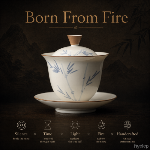 Handcrafted the Glaze Series junzhu  of good fortune gaiwan Dehua porcelain Collection  