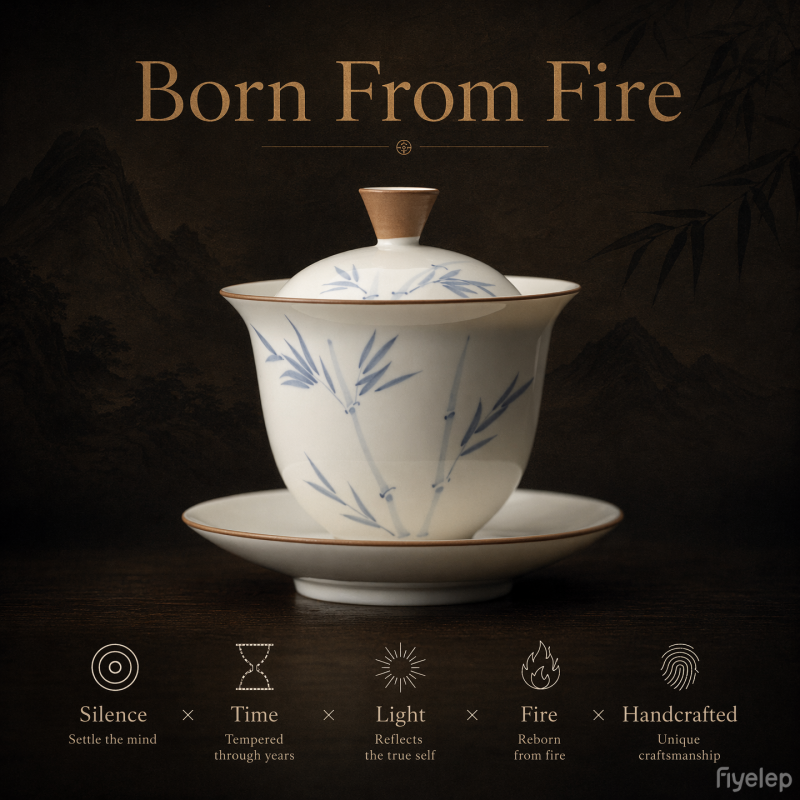 Handcrafted the Glaze Series junzhu  of good fortune gaiwan Dehua porcelain Collection  