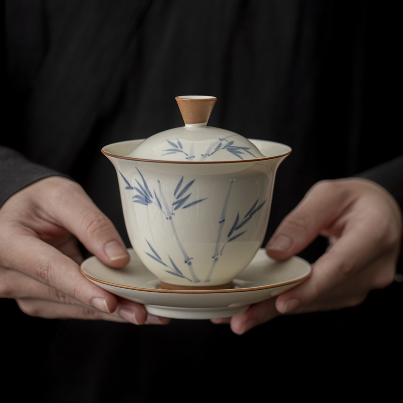 Handcrafted the Glaze Series junzhu  of good fortune gaiwan Dehua porcelain Collection   