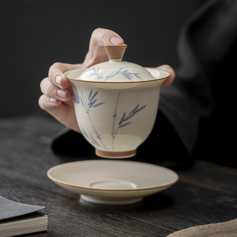 Handcrafted the Glaze Series junzhu  of good fortune gaiwan Dehua porcelain Collection   
