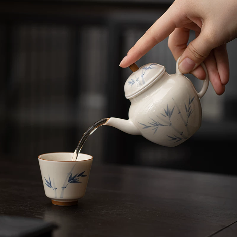 Handcrafted The Grass and Tree Ash Series Junzhu Miaoyun Pearl Teapot Dehua porcelain Collection   