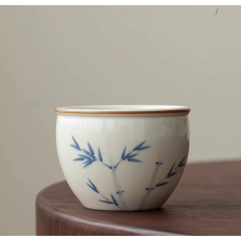 Handmade Herbal Ash Series Junzhu Small gang Tea Cup  Dehua porcelain Collection   