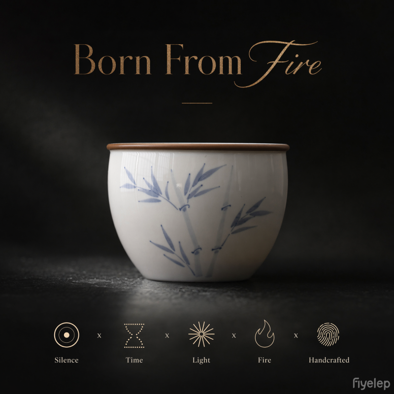 Handmade Herbal Ash Series Junzhu Small gang Tea Cup  Dehua porcelain Collection   