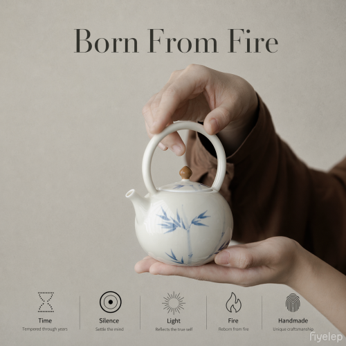 Handcrafted the Glaze Series junzhu yulan  Pearl Teapot Dehua porcelain Collection  