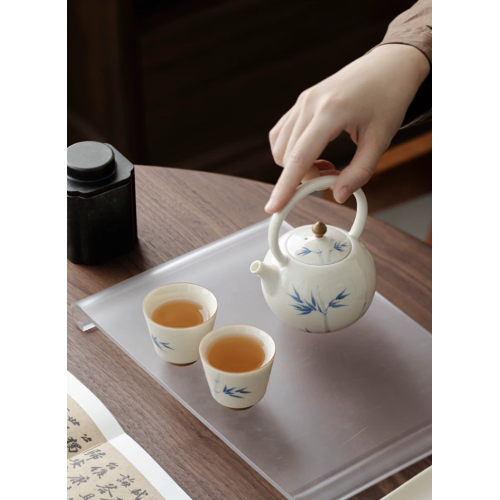 Handcrafted the Glaze Series junzhu yulan  Pearl Teapot Dehua porcelain Collection  