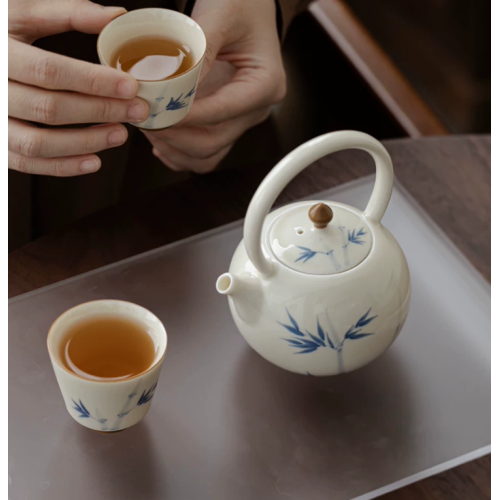 Handcrafted the Glaze Series junzhu yulan  Pearl Teapot Dehua porcelain Collection  