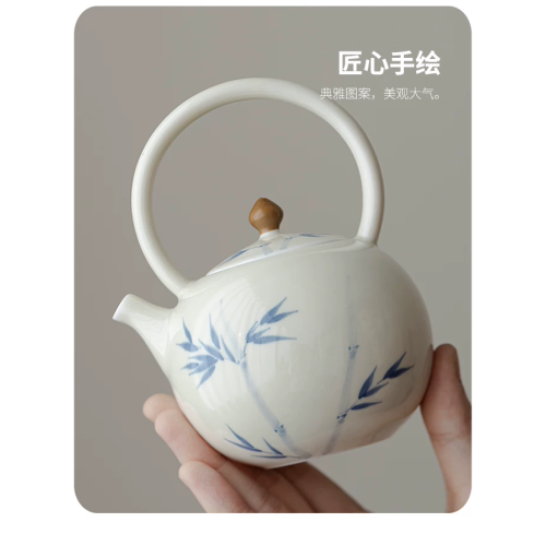 Handcrafted the Glaze Series junzhu yulan  Pearl Teapot Dehua porcelain Collection  