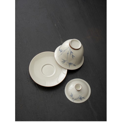 Handcrafted The Grass and Tree Ash Series Junzhu Horse-hoof-shaped gaiwan Dehua porcelain Collection  