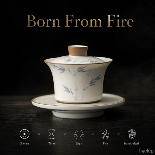 Handcrafted The Grass and Tree Ash Series Junzhu Horse-hoof-shaped gaiwan Dehua porcelain Collection  