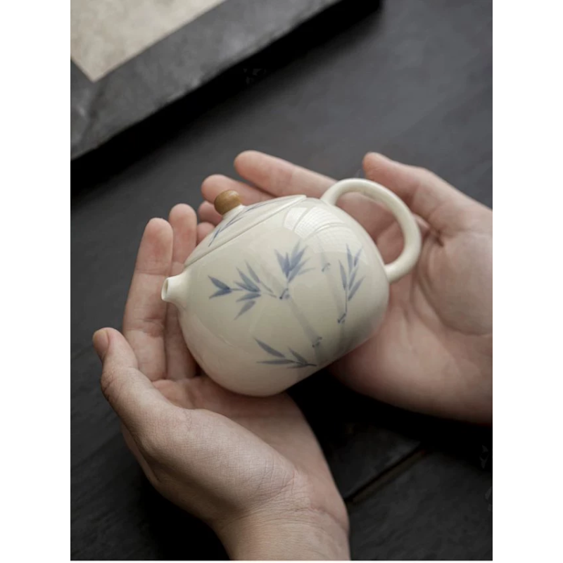Handcrafted the Glaze Series junzhu Dragon Pearl Teapot Dehua porcelain Collection   