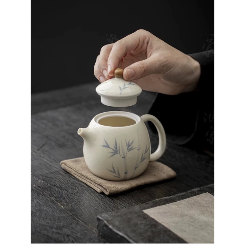 Handcrafted the Glaze Series junzhu Dragon Pearl Teapot Dehua porcelain Collection   