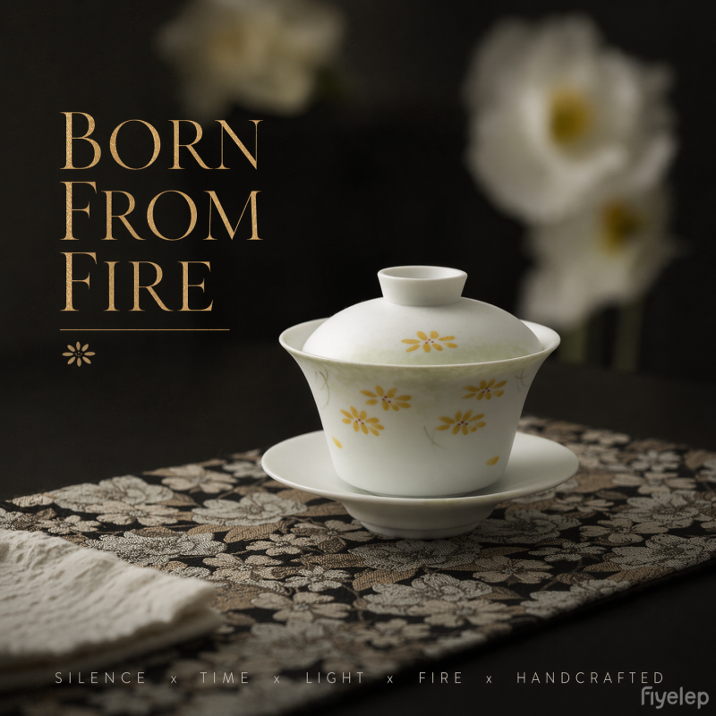 Handcrafted Shuibai Glaze Series Qingyun gaiwan Dehua porcelain Collection   