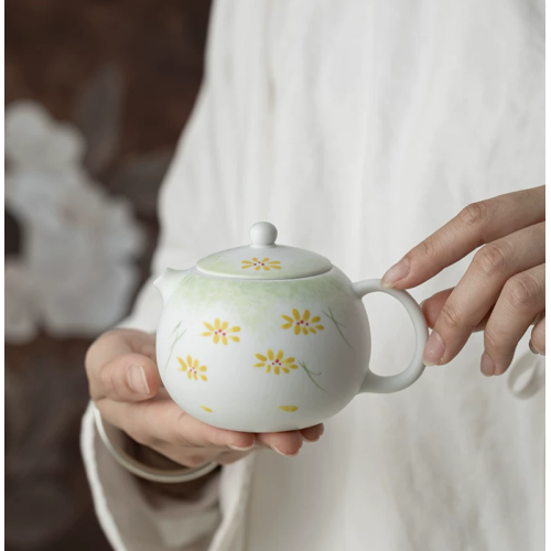 Handcrafted White Snow Glaze Series Dragon Pearl Teapot Dehua porcelain Collection  
