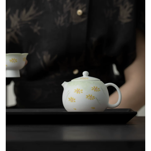 Handcrafted White Snow Glaze Series Dragon Pearl Teapot Dehua porcelain Collection  