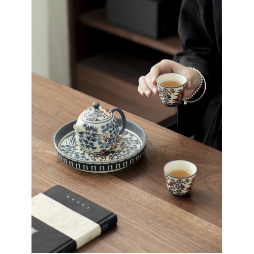 Handcrafted Qinghua Plum Tea Set Dehua porcelain Collection  