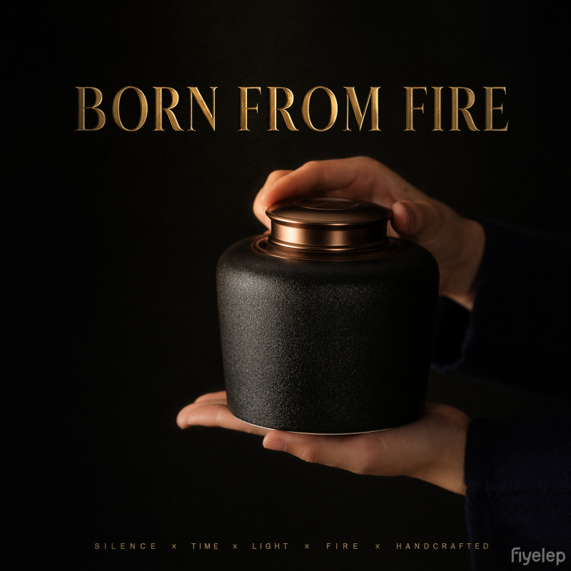 Handcrafted black pottery Tea canister in a natural  colorful design  Dehua porcelain Collection 