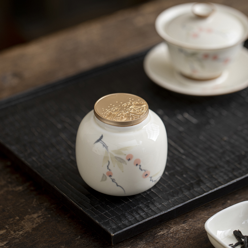Hand-drawn design of a tea can Tea canister  Dehua porcelain Collection   