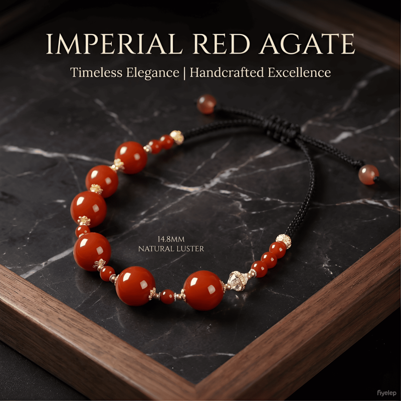 Palace Wall Crimson Shadow Clavicle Chain  14.8MM Chinese Imperial Red Agate Wearable Talismans 